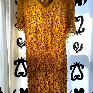 After five Gold Silk Dress